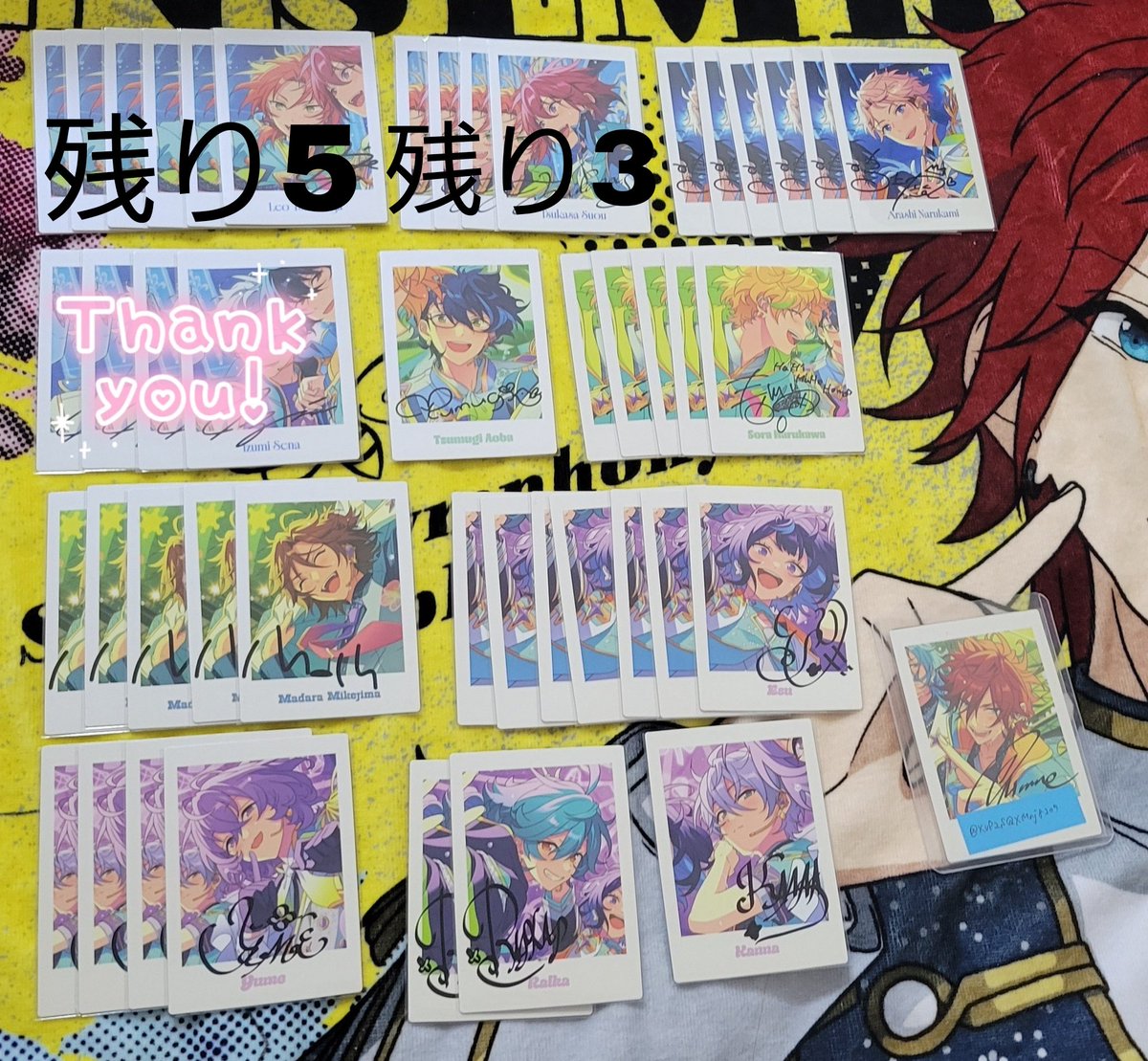 XvP2SQXMrj8205's tweet photo. 【交換】あんスタ 10周年  特典 ぱしゃっつ P.A.shots!!

譲  渉桃李弓弦真千秋鉄虎忍奏汰翠藍良凪砂ひなたゆうたみか晃牙アドニス友也光敬人颯馬維吹レオ司嵐凛月つむぎ宙斑ユメエスライカカンナ

求 燐音＞北斗＞＞真緒一彩ジュン(10周年のみ)

詳細⬇ https://t.co/8xnNKO5wgk