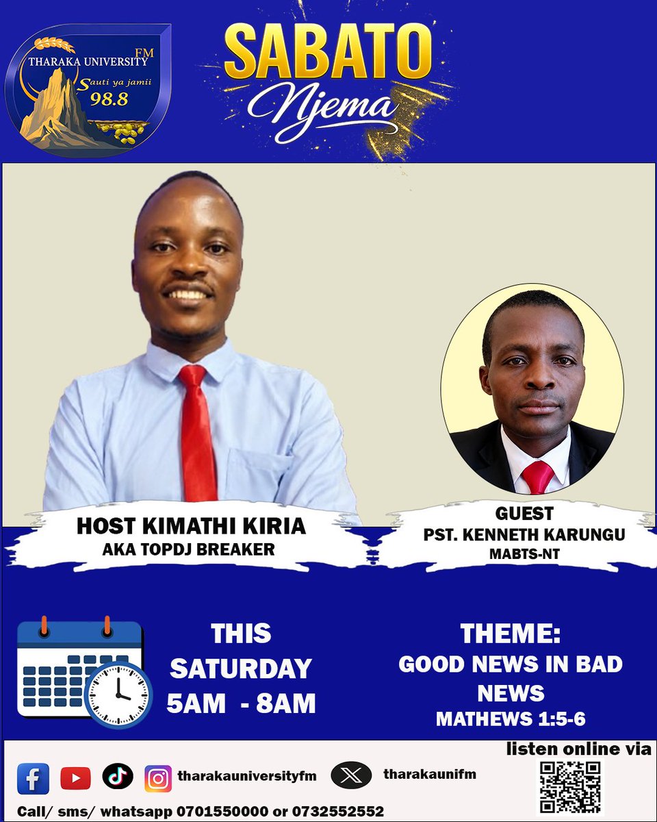 tharakaunifm's tweet photo. #sabatonjema (((ONAIR))  from 5am to 9pm

Call, sms, WhatsApp  0701 550000 or 0732552552
Listen online via https://t.co/RBRe53RmWm

#sautiyajamii 
#tharakauniversityfm https://t.co/OSo4Ex2nOl