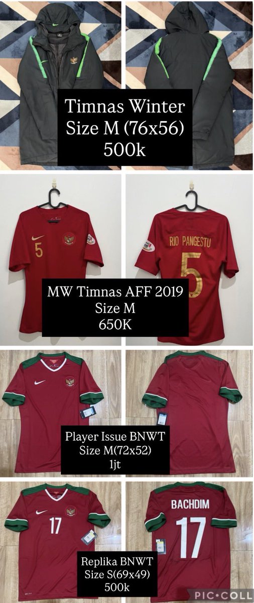 InsideJersey's tweet photo. @Jerseyforum @JerseyLigina @Officialkjti #jersey4sale Jaket Winter sz M, MW Futsal AFF 2019, PI 2014 BNWT sz M, dan replika 2014 BNWT sz S. Yang minat dan nego bisa DM atau WA 082221501109🙏 shopee ready by request(ada biaya adm) https://t.co/EiYbJo9Rn8