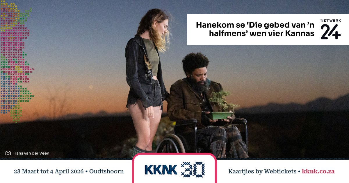 KKNKfees's tweet photo. "Die Hertzogprys-bekroonde teaterskepper Nicola Hanekom se jongste plekspesifieke drama, ‘Die gebed van ’n halfmens’, is Donderdagaand met vier Kannas bekroon. Dit is vir altesaam 10 Kannas benoem ná afloop van vanjaar se 30ste @KKNKfees." - @Netwerk24: https://t.co/pL1pCh5JPh https://t.co/4CZy5ehQIw