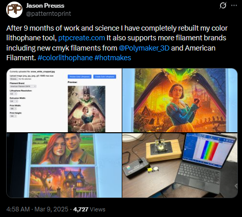 3DPrintAus's tweet photo. Do you sell 3D printed items? Maximize your profits by offering custom full-colour lithophanes. Generate files using https://t.co/MMTcgrKL4B and print using Panchroma Translucent CMY filament and PolySonic PLA White (or @Polymaker_3D PLA White). https://t.co/HMD6z9hMjt