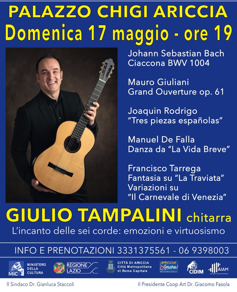 Sfaccendati's tweet photo. "La stupefacente chitarra di Giulio Tampalini" (La Stampa) vi aspetta!!! 

Info e prenotazioni 3331375561

@MiC_Italia  @giuliotampalini  @comuneARICCIA @RegioneLazio https://t.co/9pEUfXKs3T