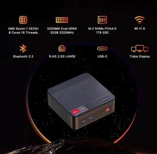 bmpg289's tweet photo. Mini PC BOSGAME P4 Plus
- AMD Ryzen 7 5825U (8 Cores/16 Threads, 2.0 GHz base / 4.5 GHz boost)
- GPU AMD Radeon Vega 8 (8 CUs, 2000 MHz)
- RAM 32 GB DDR4 max RAM 64 GB
- 1 TB M.2 NVMe PCIe 3.0 x4
- WiFi 6E, Bluetooth 5.2
- Dimensions 11 × 4 × 11cm
Review: https://t.co/OxZjJnDeOd https://t.co/Qz43AQyvpl