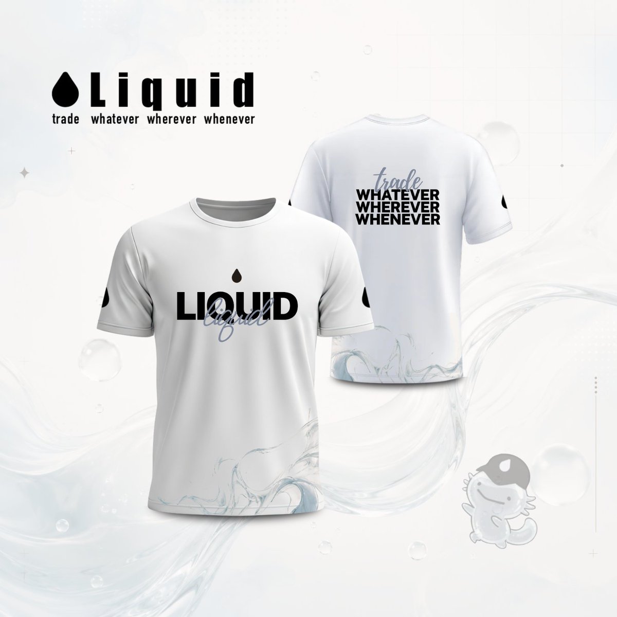 yetamow's tweet photo. Ready to flow with the future of trading? 🌊💧
​Here’s my entry for the @liquidtrading t-shirt contest! Combining a clean, wearable design with the ultimate trading mantra: Trade whatever, wherever, whenever. https://t.co/hRf0CzSAFp