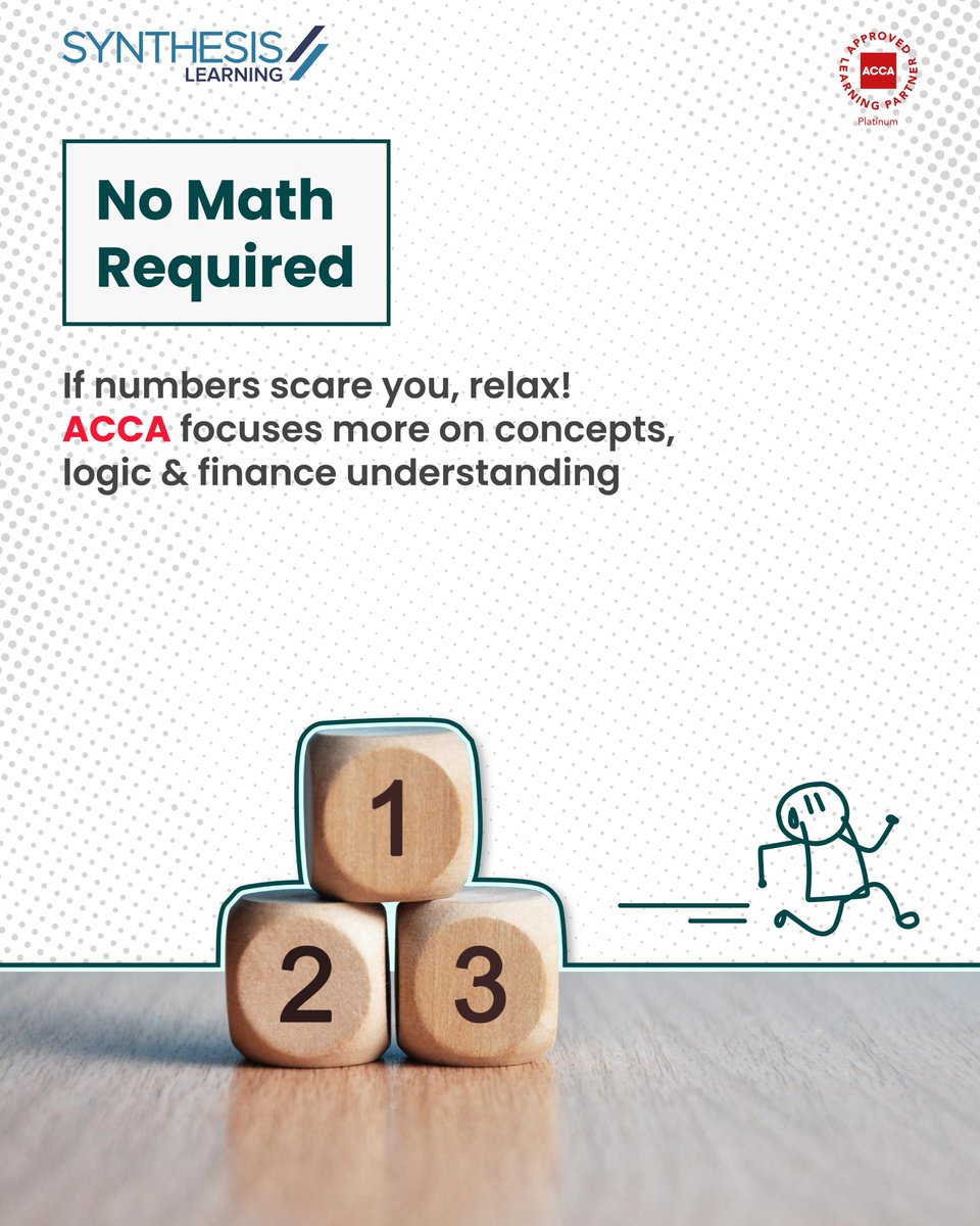 Synthesis_Learn's tweet photo. After 12th, one question follows everyone everywhere - “So, what’s next?”

If Commerce, Finance, and numbers are your thing, ACCA might just be the smart move you’re looking for!

Let’s help you choose the right path.
DM us and let’s talk! https://t.co/jaqElfDlUM