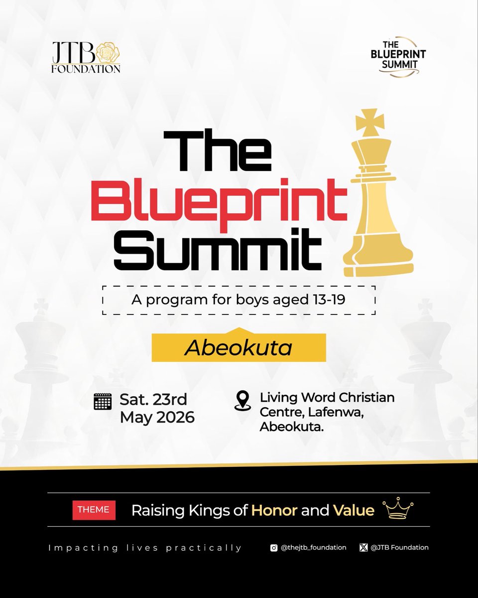 thejtb_found's tweet photo. THE INTERNATIONAL DAY OF THE BOY CHILD💙👑

Celebrate him today.
Build him for tomorrow.

Abeokuta, here we come. 🔥

#BoyChildDay #BlueprintSummit https://t.co/vF73bc0Jlg