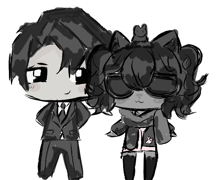 voidrearn's tweet photo. my boyfriend wanted me to draw our avatars together . why is roland here. https://t.co/leXLIilslg