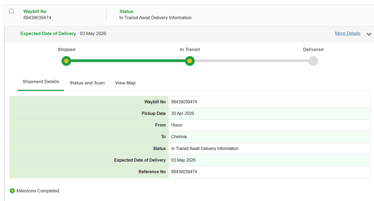 akms442's tweet photo. @BlueDart_ @BlueDartCares ,
AWB 88439039474 stuck since 01 May with status “Contact Customer Service” and no movement. Expected delivery was 03 May. Complaint #1719227 already been raised, but no resolution.
If the shipment is lost, please update the same in the status of AWB. https://t.co/uaXza65hHy