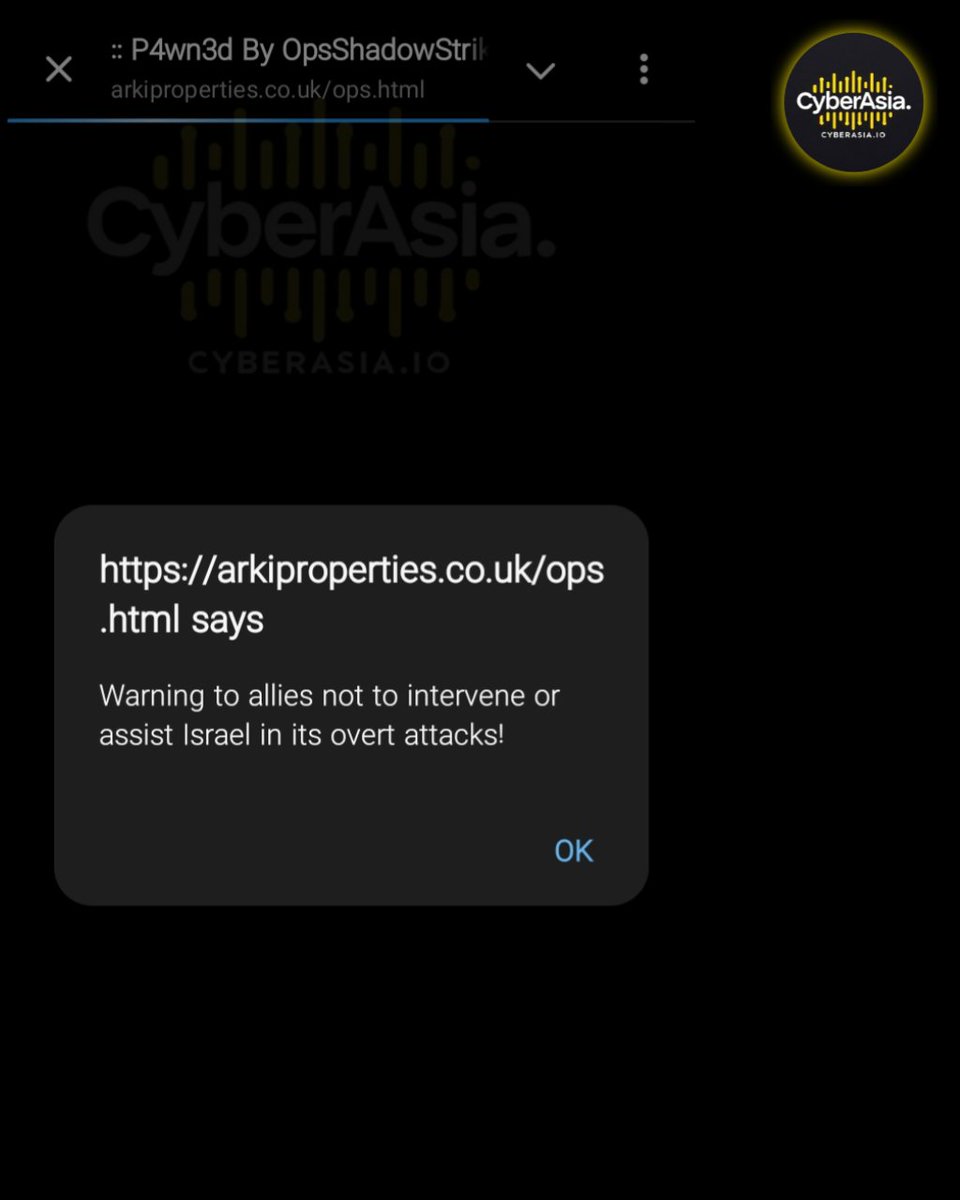 cyberasia_io's tweet photo. 🚨 UK Alert 🇬🇧
The website of a UK-based property refurbishment service, https://t.co/FwlMq3rrq9, has fallen victim to a Web Defacement attack orchestrated by a hacktivist group #OpsShadowStrike
#Arkiproperties #WebDefacement #OpsShadowStrike #Hacktivism #UK https://t.co/L1J2MJewSd