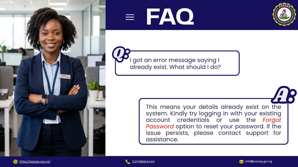 POSSAP_NGG's tweet photo. If you receive the error message “You already exist,” it means your registration was successful. Simply log in with your email and password.
If you forgot your password, click “Forgot Password” to receive an OTP code and reset your password.
#tintpermit #pcc #possap #police https://t.co/HQYBLQooHt