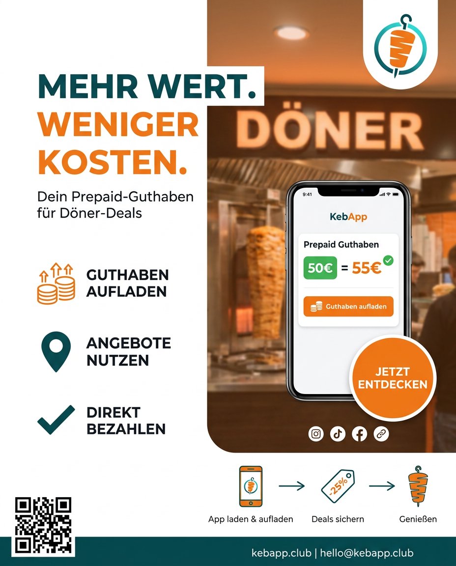 KebAppCoin's tweet photo. Döner-Guthaben, das sich wirklich lohnt?

Lade 50€ auf, erhalte 55€ sofort und nutze exklusive Deals in deinen Lieblings-Dönerläden. Kein Abo, keine versteckten Gebühren. Dein Guthaben ist flexibel und überall einlösbar.

Probiere es selbst aus: https://t.co/6WyiR56SFJ https://t.co/HepClqtpDD
