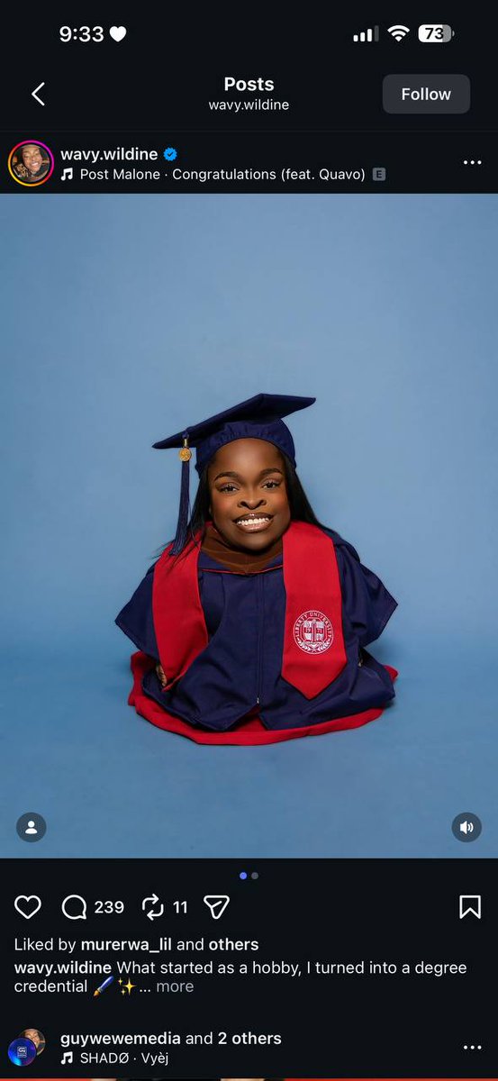 thecrestafrica's tweet photo. Big congratulations to Wildine Aumoithe @wavy.wildine 👏❤️

Wildine, who is known around the world as one of the shortest women living and a professional model, has now added another huge achievement to her story graduating from Liberty University with a degree in Graphic Design after 4 years of hard work.

She recently shared beautiful graduation photos looking proud and happy in her cap and gown, proving that determination and consistency can take you far no matter the challenges.

Wildine is also starting her own creative brand, The Wild Creative Co., while continuing her modelling dreams and growing her career.

From breaking records to earning a degree, her journey is truly inspiring ❤️

#crestafrica