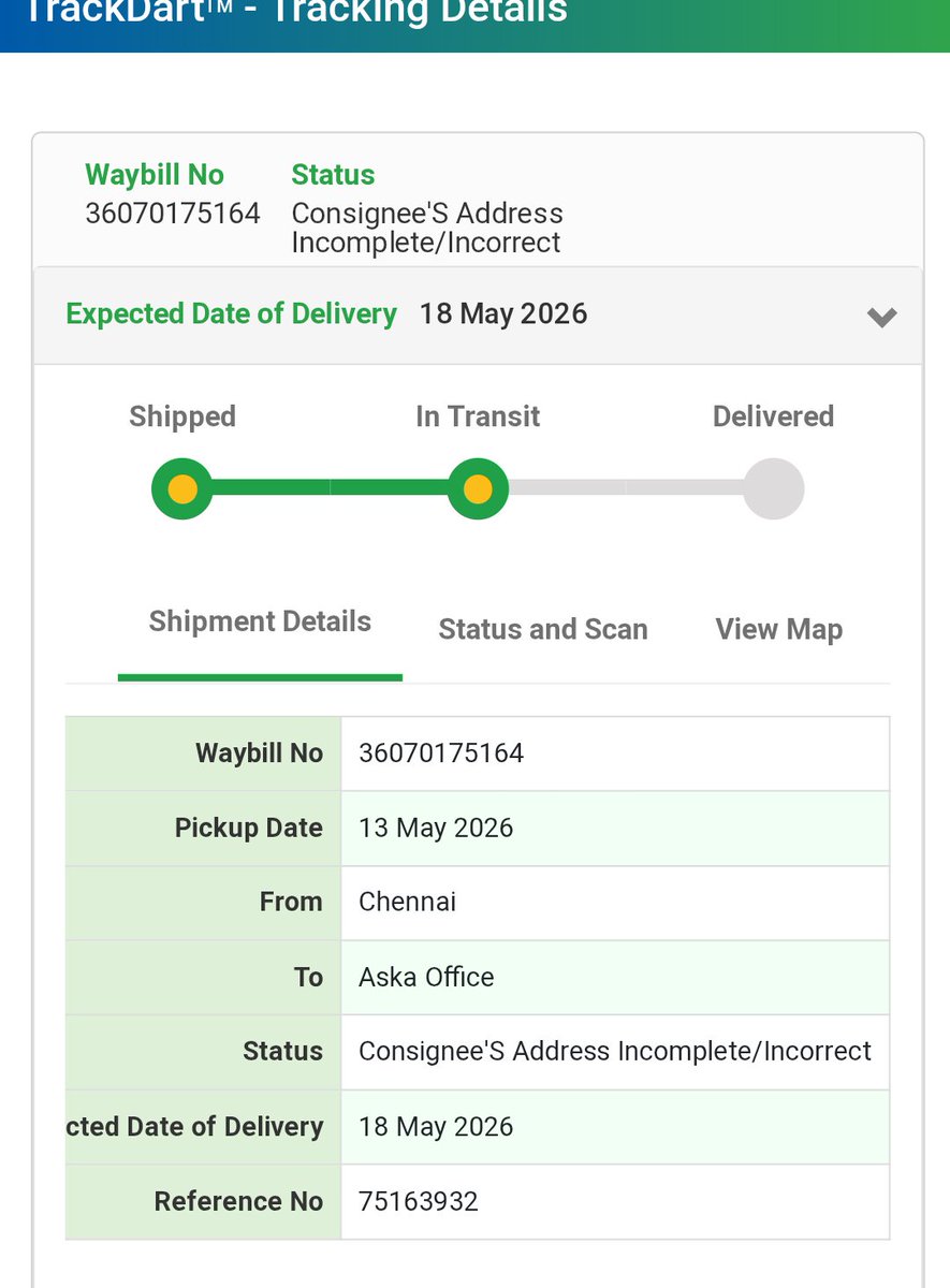 deepak_shadangi's tweet photo. @BlueDartCares Blue Dart provides such bad service  I cannot understand it, neither does it provide the number of the delivery boy so that the customer can call and ask nor is it providing any service.@BlueDart_
Waybill no 36070175164 plz once tell the delivery boy do one call 
@BlueDartCares https://t.co/lPjxLSPsK3