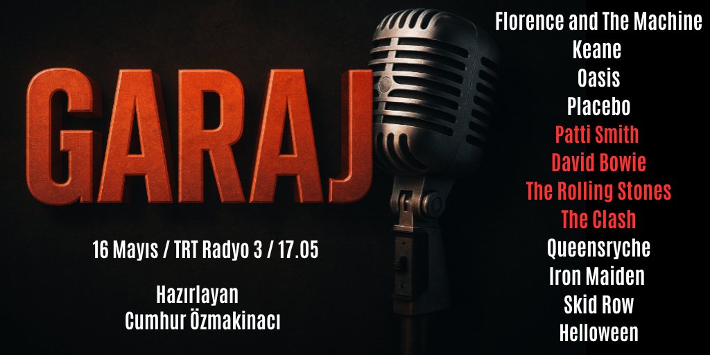 garajrock's tweet photo. 692. Bölüm 
Liste çekici... Bugün saat 17.05'de @DenizNoonan ın sunumuyla TRT Radyo 3'te. 
@garajrock @TRTRadyo3 https://t.co/TQAd1Rgj76