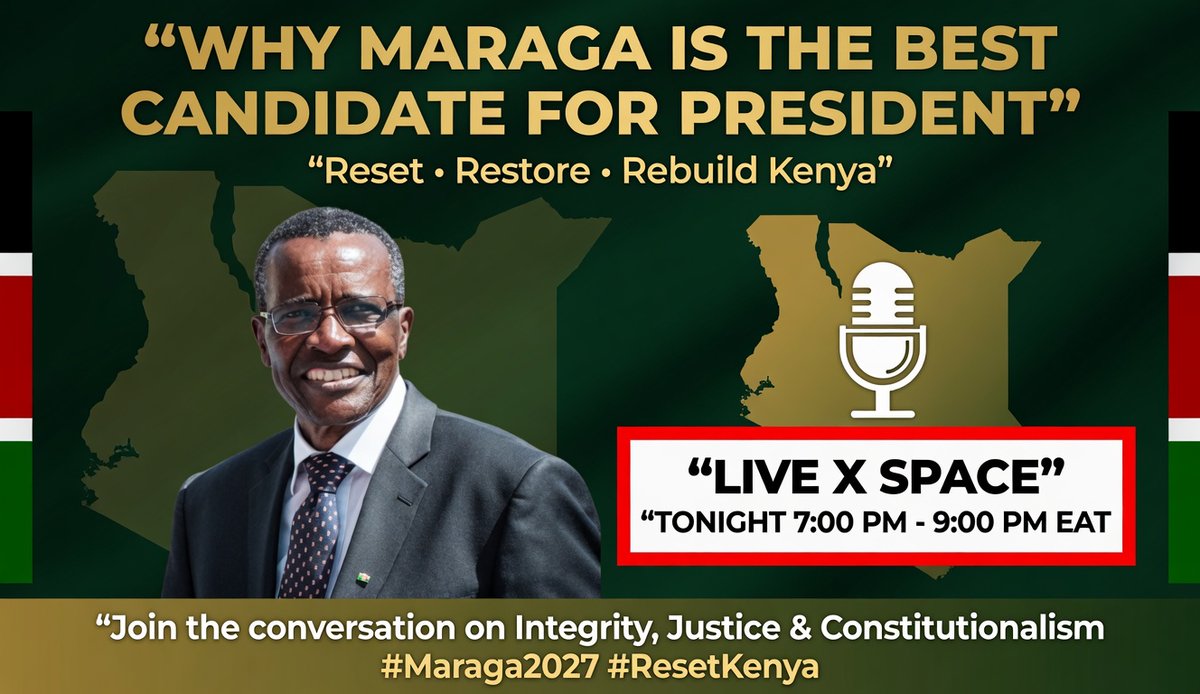 wahinya_peter's tweet photo. Tonight at 7PM - 9PM EAT

Why David Maraga is the BEST candidate for President 2027

LIVE X Space 🔥

Integrity • Justice • Constitutionalism

Reset • Restore • Rebuild Kenya
Join us 📷#Maraga2027 #ResetKenya https://t.co/olLiuZnjBB