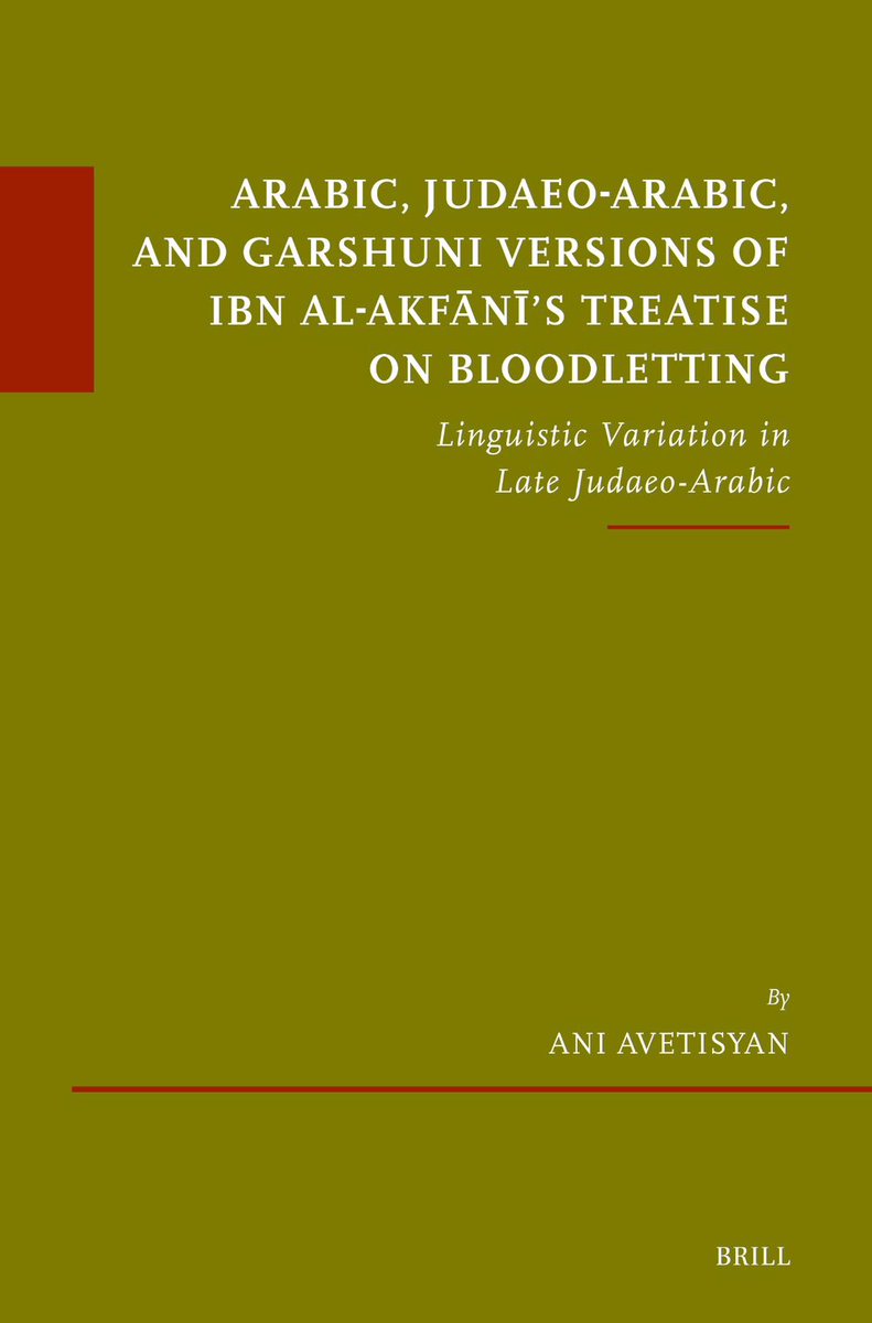 Woolf_Institute's tweet photo. Congratulations to Dr Ani Avetisyan, Woolf Affiliated Researcher and Rothschild Postdoctoral Fellow at the University of Cambridge, has had her book ‘Arabic, Judaeo-Arabic, and Garshuni Versions of Ibn Al-Akfānī’s Treatise on Bloodletting: Linguistic Variation in Late Judaeo-Arabic’ published by Brill this week.

Access at: https://t.co/FO1WTPb6QO 

#Judaism #Arabic #JuadeoArabic