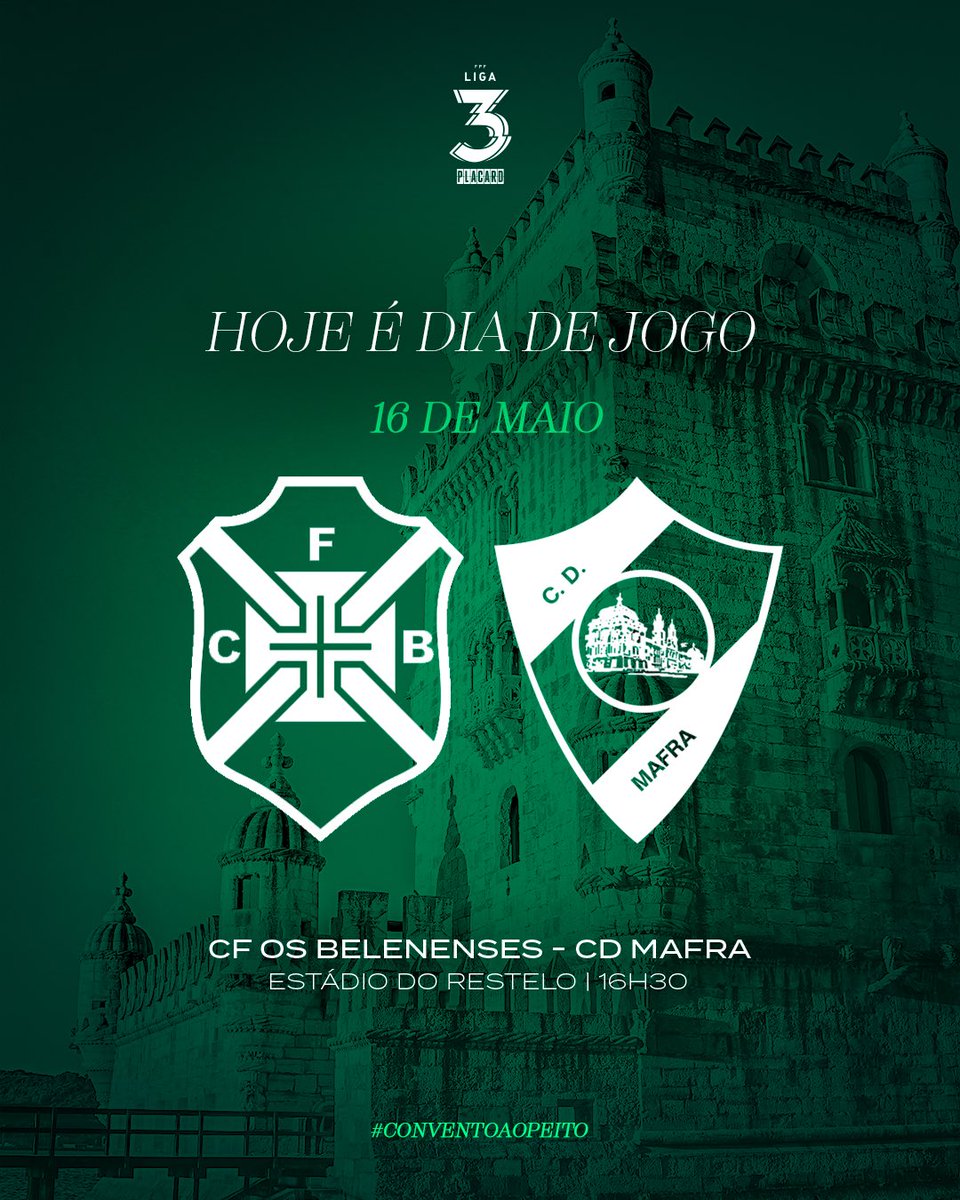 cdmafra's tweet photo. 𝗧𝗵𝗲 𝗹𝗮𝘀𝘁 𝗼𝗻𝗲.

O jogo começa às 16H30 no Estádio do Restelo

🖥️ Transmissão no Canal 11 

#Liga3 https://t.co/jww1rnLoU8