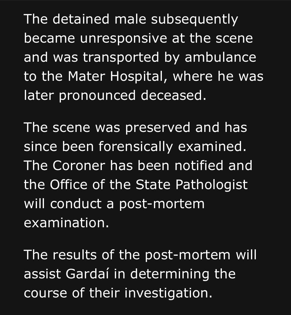 BarryWhyte85's tweet photo. A man in his 30s has died following an incident on Henry Street on Friday evening. Gardaí said security staff detained the man over an alleged shoplifting incident shortly after 5pm. He later became unresponsive and was pronounced dead at the Mater Hospital. https://t.co/4rMQMR7aUj