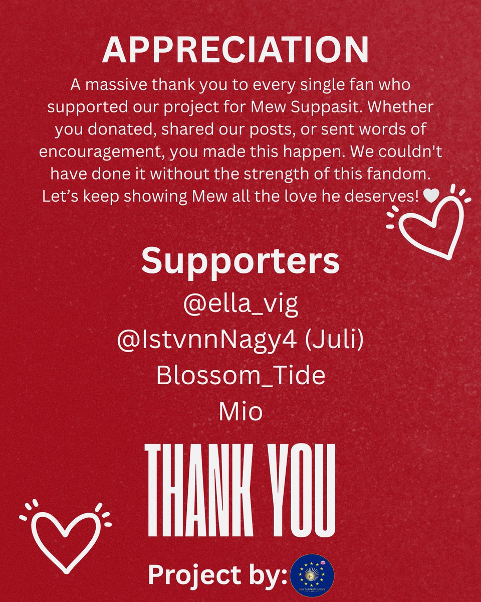 MSuppasitEU's tweet photo. Thank you to all our supporters. We are always grateful for your donations.

520 TO MEW

@MewmewMio
@ella_vig
@IstvnnNagy4
@blossom_tide

@MSuppasit
#MewSuppasit
#WithMewAlways https://t.co/hBLqvBJK9w
