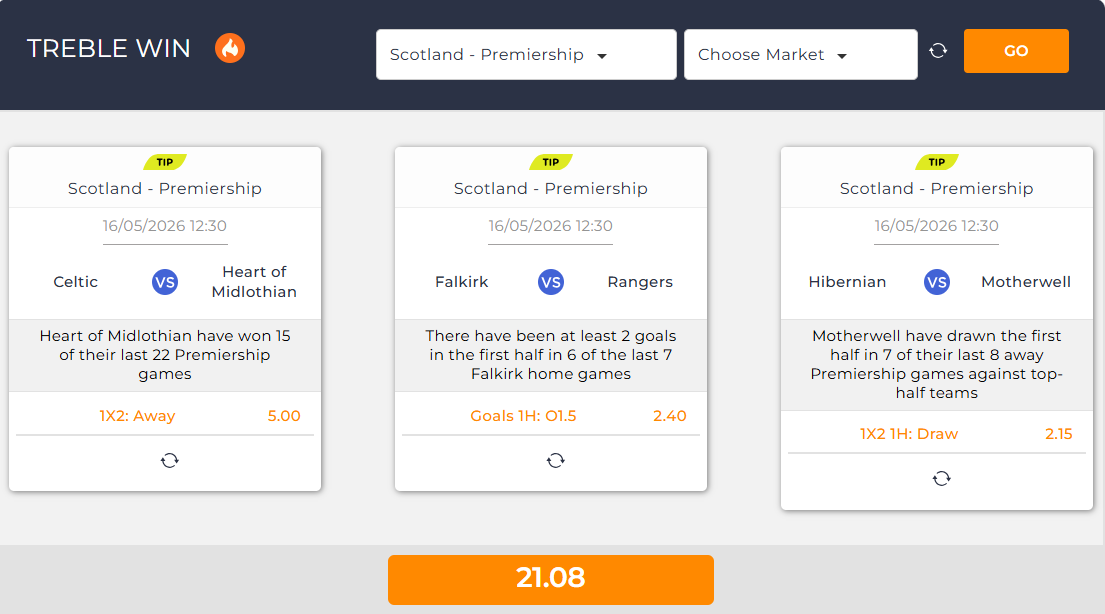 mybetbuilders's tweet photo. ⚡ Today’s Treble Win selections! See the full bet and build your own: https://t.co/7Sr4ztV486 | 1X2: Away (Celtic v Hearts) | O1.5 1H Goals (Falkirk v Rangers) | 1X2 1H: Draw (Hibernian v Motherwell) | #BettingTips #ScottishPremiership https://t.co/2kahCVcVQ7