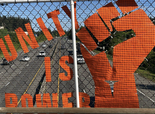 backboneprog's tweet photo. The newest banner deployments from the Olympia, WA teams feature these messages. Which one is your favorite? https://t.co/yd1VZ3JHuw