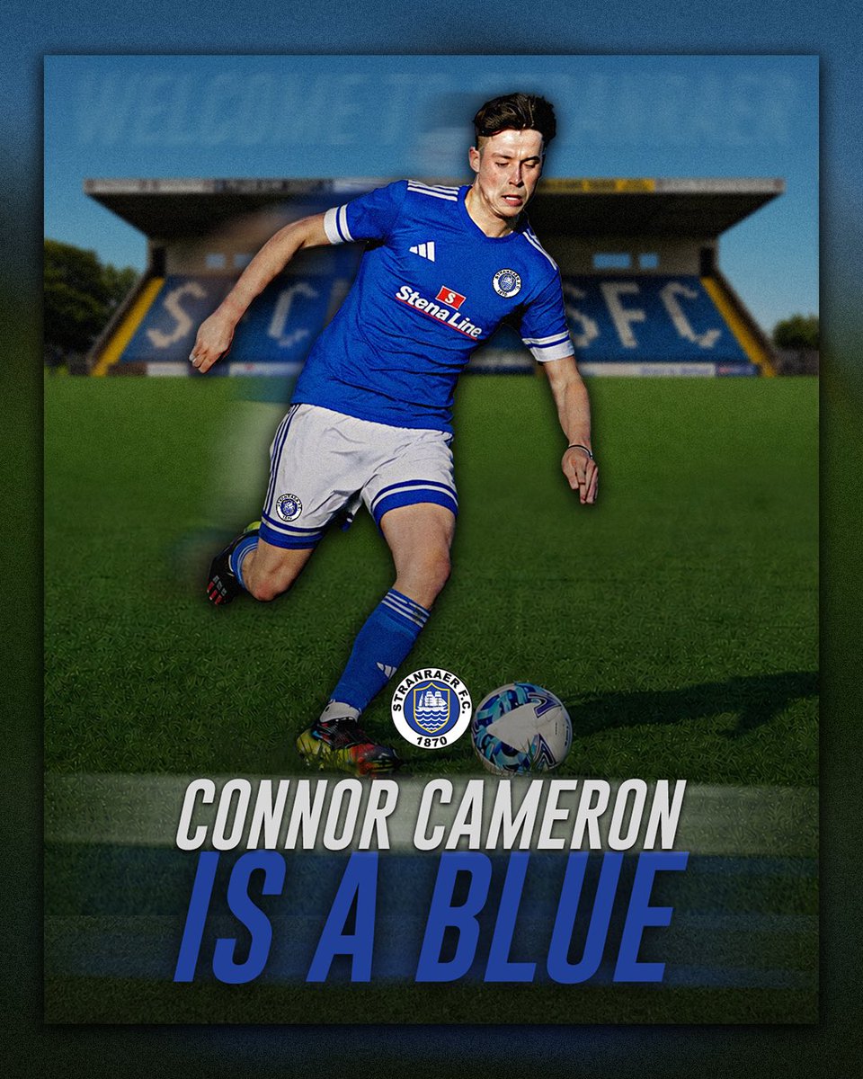 StranraerFC's tweet photo. Stranraer FC are delighted to announce the signing of right-back Connor Cameron ahead of the 2026/27 season.

Connor was a standout performer for @RenfrewFC during their debut campaign in the West of Scotland Premier Division.

The youngster arrives to the @limedotonline Stadium at Stair Park with high praise from his current manager and former Blue, Ryan Borris.

A talented defender with plenty of potential, Connor will join up with the squad when preparations begin for the new season.

Welcome to the Blues! 🤝