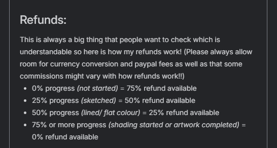MUTE_GOES_CLICK's tweet photo. A notice to any potential new customers!
I want to start by saying I do not agree with my new policy but I have been left no choice but to implement this due to the number of refunds I have received!

This is in affect from today~
Any commissions before today currently still fall under my old refund policy