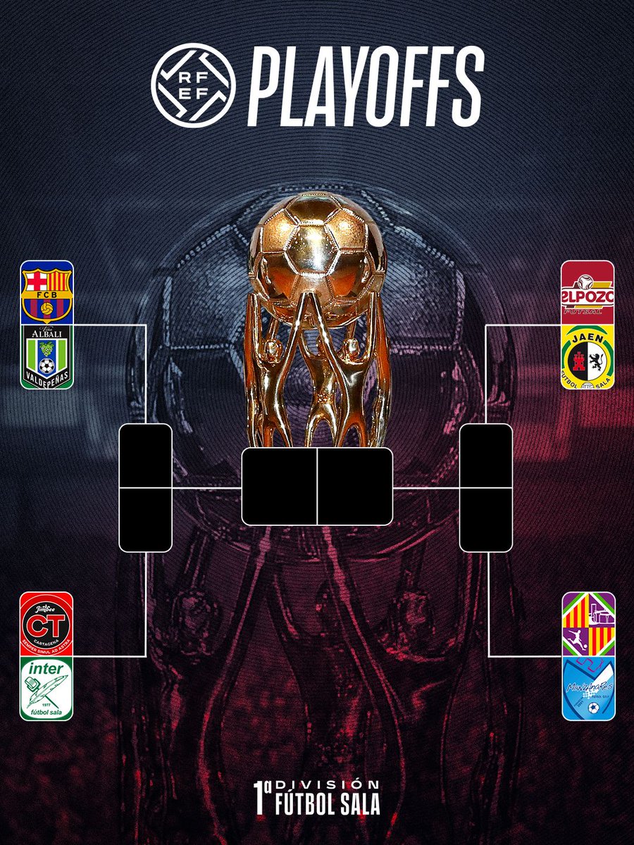 FutSalRFEF's tweet photo. ‼️ Eliminatorias de playoffs ‼️

📅 Cuartos de final:

▪️ Primer partido: 28-29 de mayo.
▪️ Segundo partido: 31-1 de junio.
▪️ Tercer partido (en caso de ser necesario): 3-4 de junio.

#FutsalRFEF. https://t.co/TRIbagBIEI