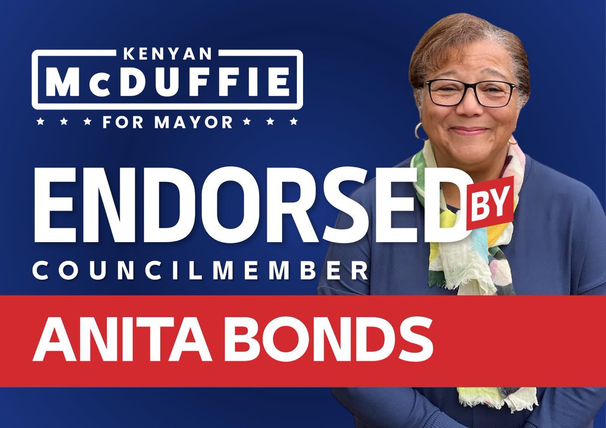 kenyanmcduffie's tweet photo. 🚨 Endorsement Alert 🚨

I’m proud to have the endorsement of At-Large Councilmember Anita Bonds, a steadfast leader who has spent her career fighting for DC residents too often left behind.

Together, we’ll keep fighting and delivering for our seniors, returning citizens and marginalized communties across all eight wards.