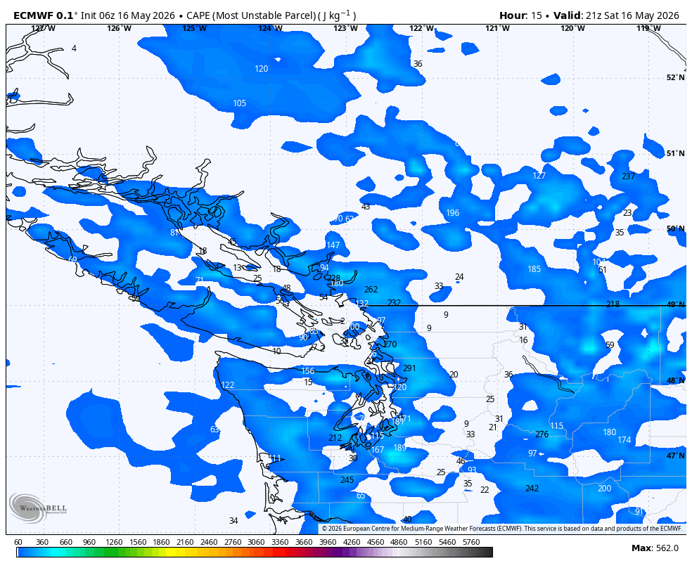 50ShadesofVan's tweet photo. Some lightning &amp; thunderstorm chances across inland Vancouver Island (Victoria/Port Alberni maybe?) with a risk speckled across the Interior as well... all driven by a cool upper trough. #BCStorm https://t.co/mInkp0UByV