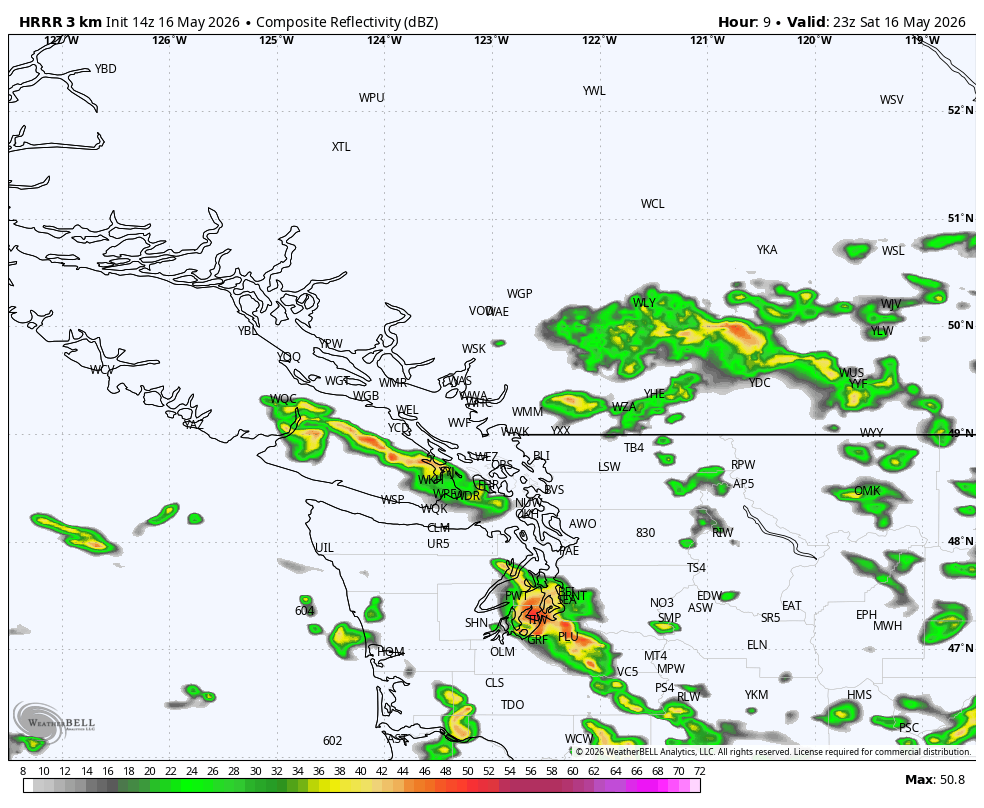 50ShadesofVan's tweet photo. Some lightning &amp; thunderstorm chances across inland Vancouver Island (Victoria/Port Alberni maybe?) with a risk speckled across the Interior as well... all driven by a cool upper trough. #BCStorm https://t.co/mInkp0UByV