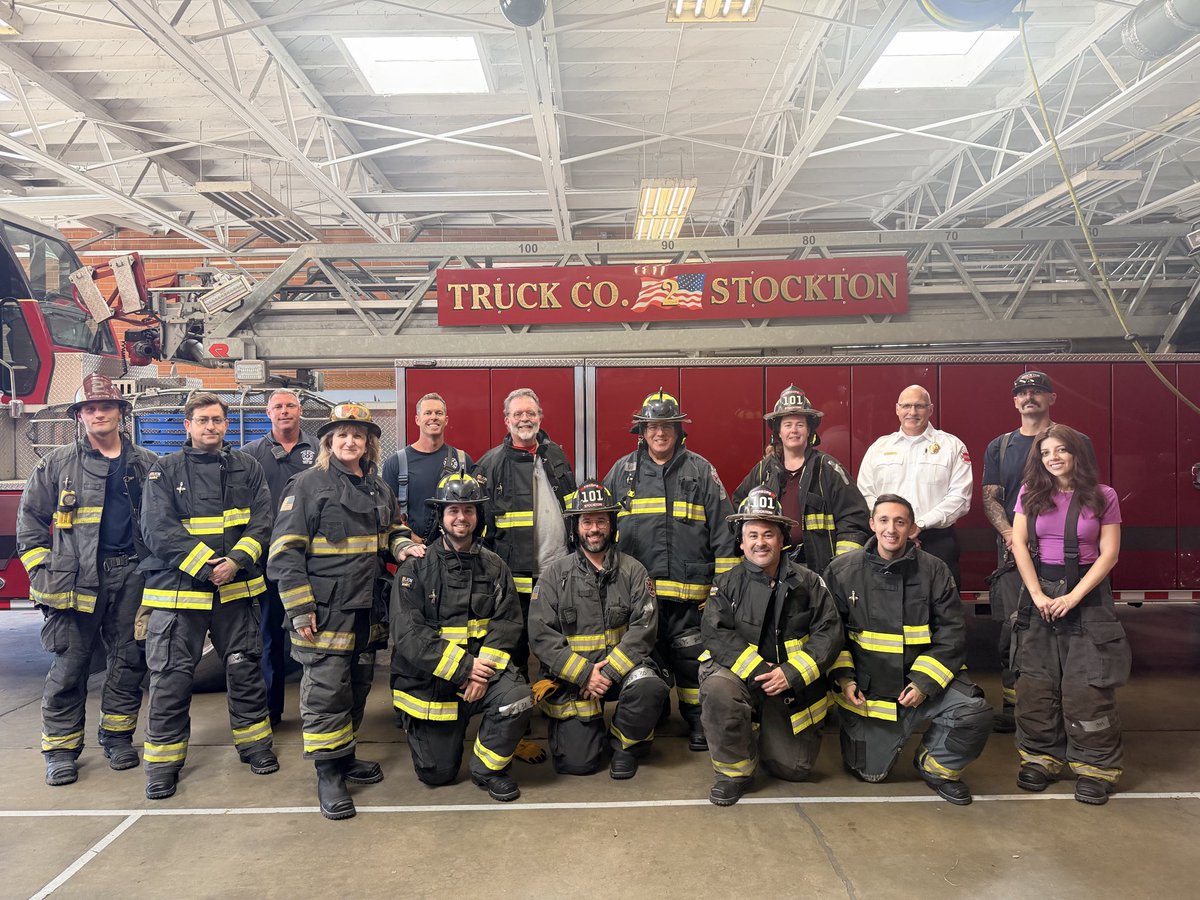 StocktonFireEMS's tweet photo. Yesterday, community members got a look at the training behind the badge during Fire Ops with Stockton Firefighters Local 456. 

From rappelling and vehicle extrication to CPR and live fire training, they experienced some of the skills our firefighters use every day! https://t.co/HGjU8DwBPl
