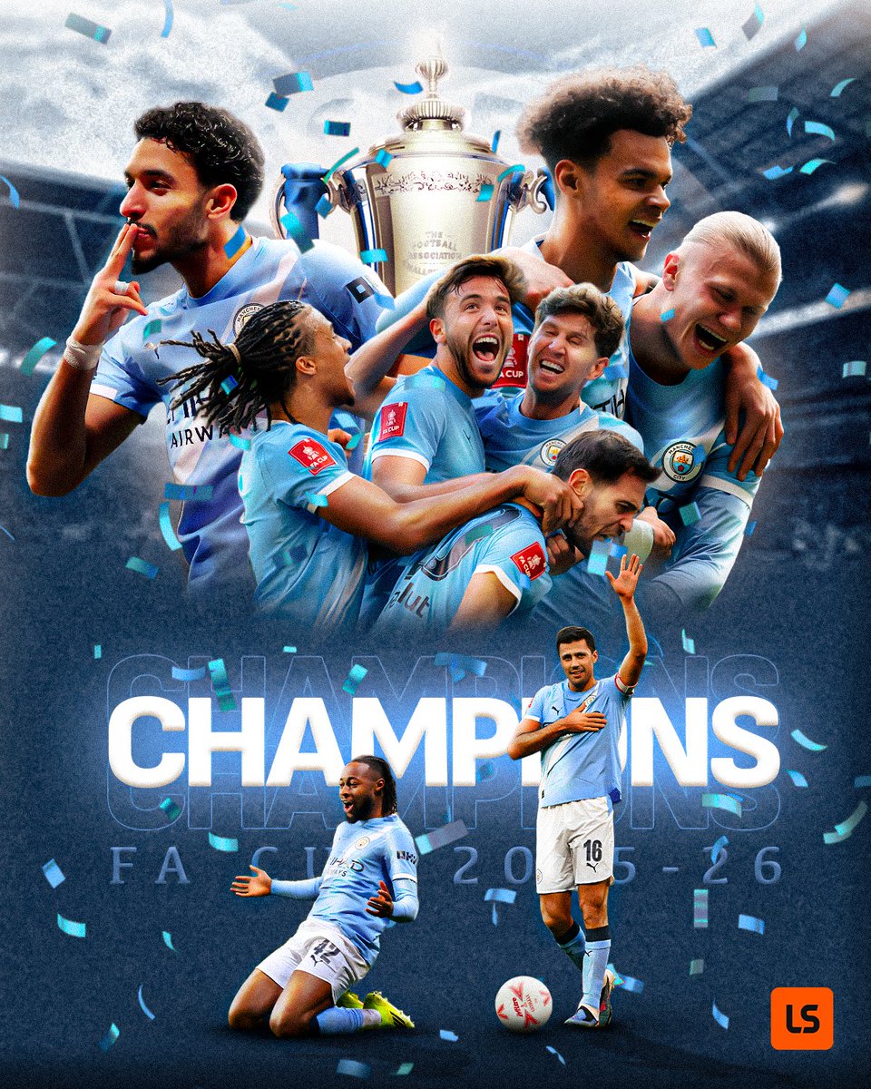 livescore's tweet photo. MAN CITY WIN THE FA CUP FOR THE THIRD TIME UNDER PEP GUARDIOLA 🏆🔥 https://t.co/Vwo4vEtOMb