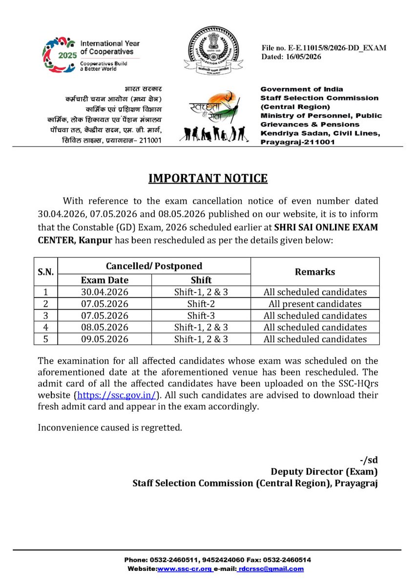 SSC_WORLD_'s tweet photo. ✨ SSC GD 2026 Exam Re-Schedule से संबंधित नोटिस
#ssc #Notice #sscgd #rescheduled #important
Follow @SSC_WORLD_ for more updates https://t.co/vRNdIJl2tj