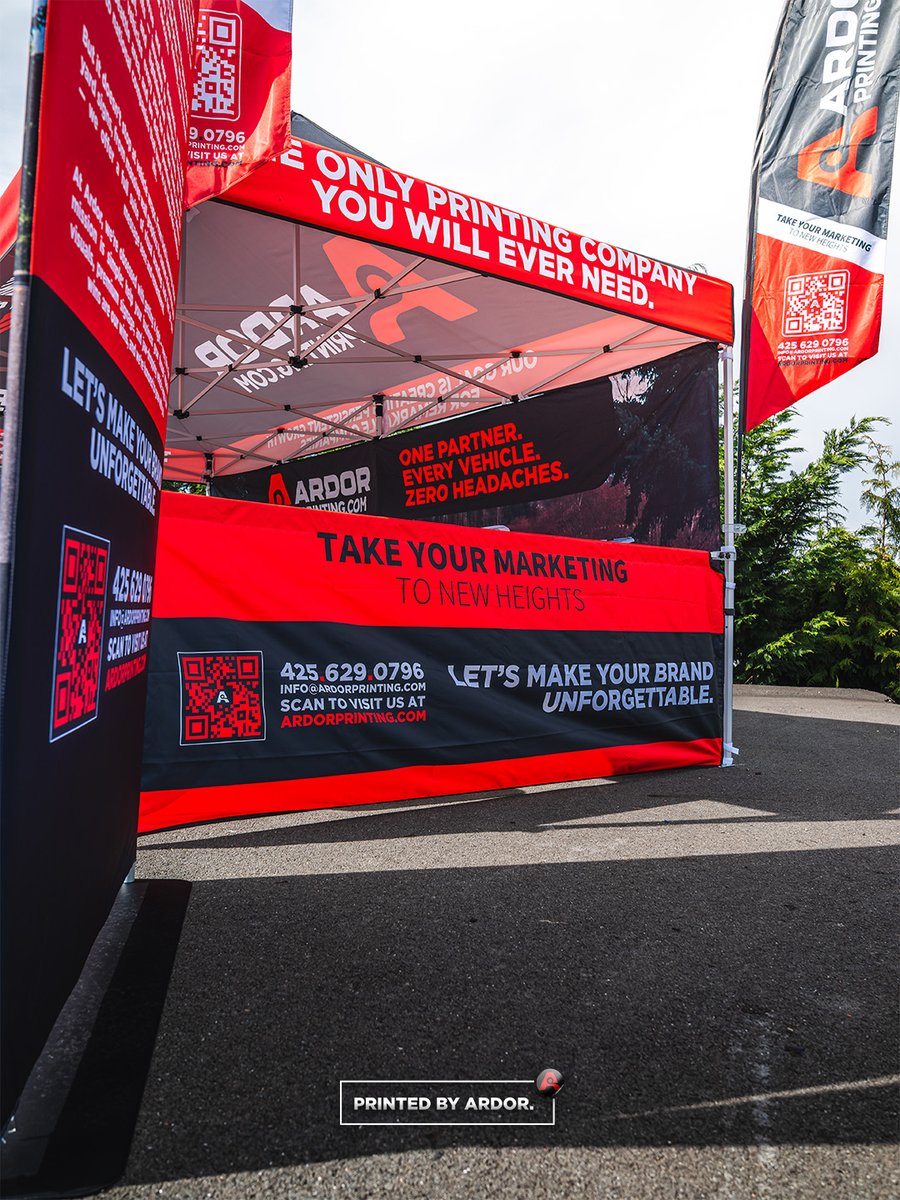 ARDORprinting's tweet photo. If your setup doesn’t stand out… it’s getting overlooked. 

We put together a full custom event setup including a pop-up tent, feather flags, table cloth, backdrop, and fabric tension display to create a clean, cohesive presence from every angle. https://t.co/mHvgTpv9lI
