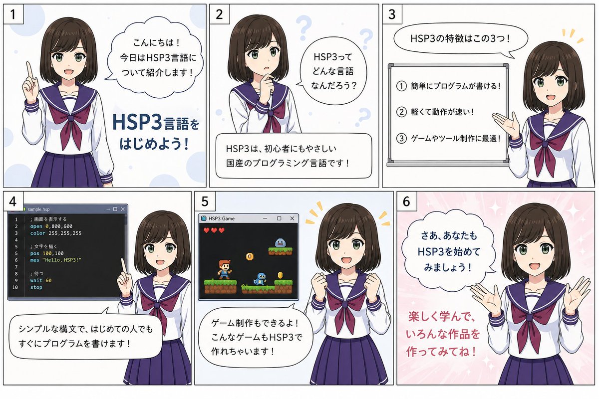kinokawa's tweet photo. ChatGPT Image 2.0は、OpenAIの新しい画像生成モデルです。従来よりも“考えてから描く”能力が強化され、文字入り画像や複雑な構図にかなり強くなっています。
早速、GPT君でHSP3言語の紹介画像作ってみたよ。
#HSP3 https://t.co/icCpJVgMcu