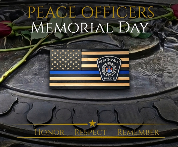 NorthvalePD's tweet photo. May 15 — National Peace Officers Memorial Day.

Today, we honor those who gave everything in the line of duty, and the families who continue to carry that sacrifice every day.

We remember. We honor. We serve. 🖤#NationalPoliceWeek https://t.co/OwVTrL5ayN