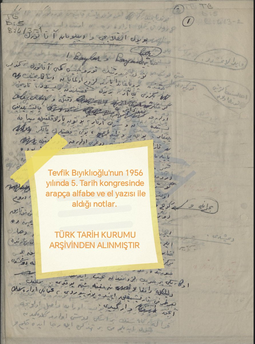 MustafaEkkin's tweet photo. BAŞÖĞRETMEN &amp; HARF DEVRİMİ ve ÖZEL KALEMİ, TTK İLK BAŞKANI TEVFİK BIYIKLIOĞLU

Görsel, Tevfik Bıyıklıoğlu'nun 1956 yılında 5. Tarih kongresinde el yazısı ile aldığı notlar. 
Anlaşılan T. Bıyıklıoğlu, hayatı boyunca harf devrimini benimsememiş. 

@SMEYDAN yalanlarınız bitecek mi? https://t.co/p9lXpxZhk4