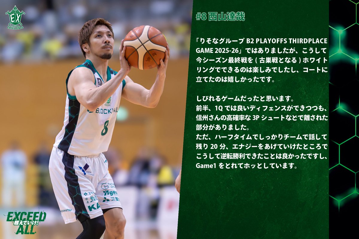 試合後コメント📝】 #西山達哉 ( @9yanyan9 ) 🏀B1・B2・B3リーグ全