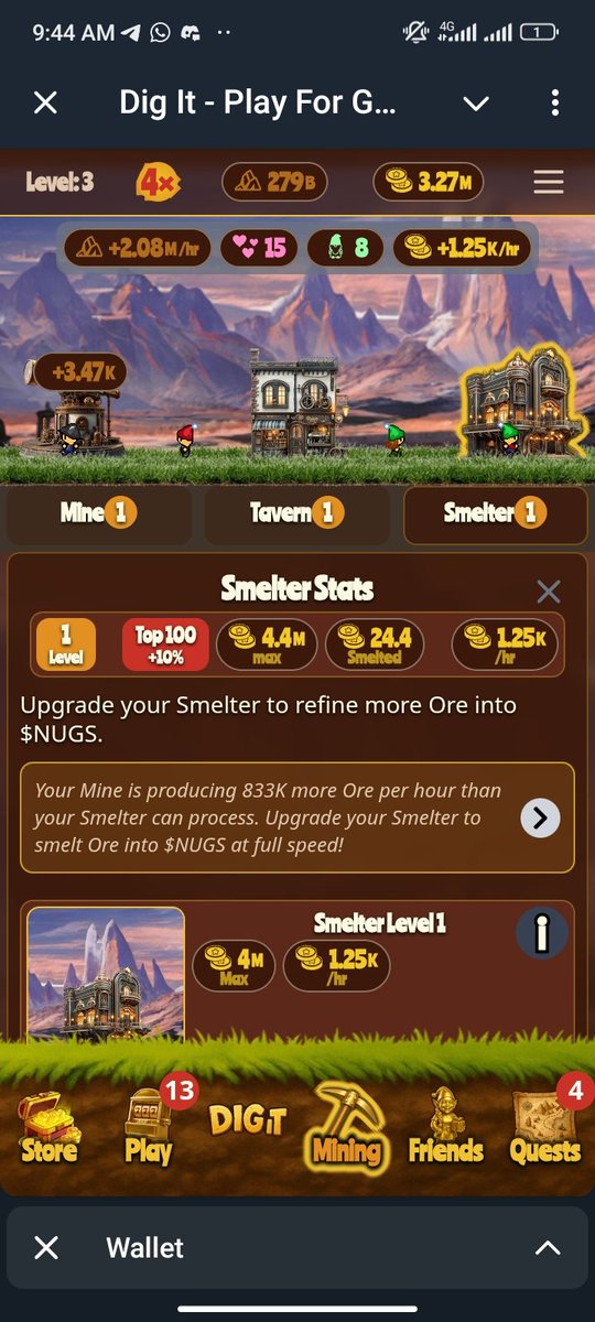 WEB3JOEs's tweet photo. @TheWeb3Keeper_ @DigItGoldGame Also did some massive upgrade here mate 😉😉 feels so good earning 😜 https://t.co/JxqsJPcfTD