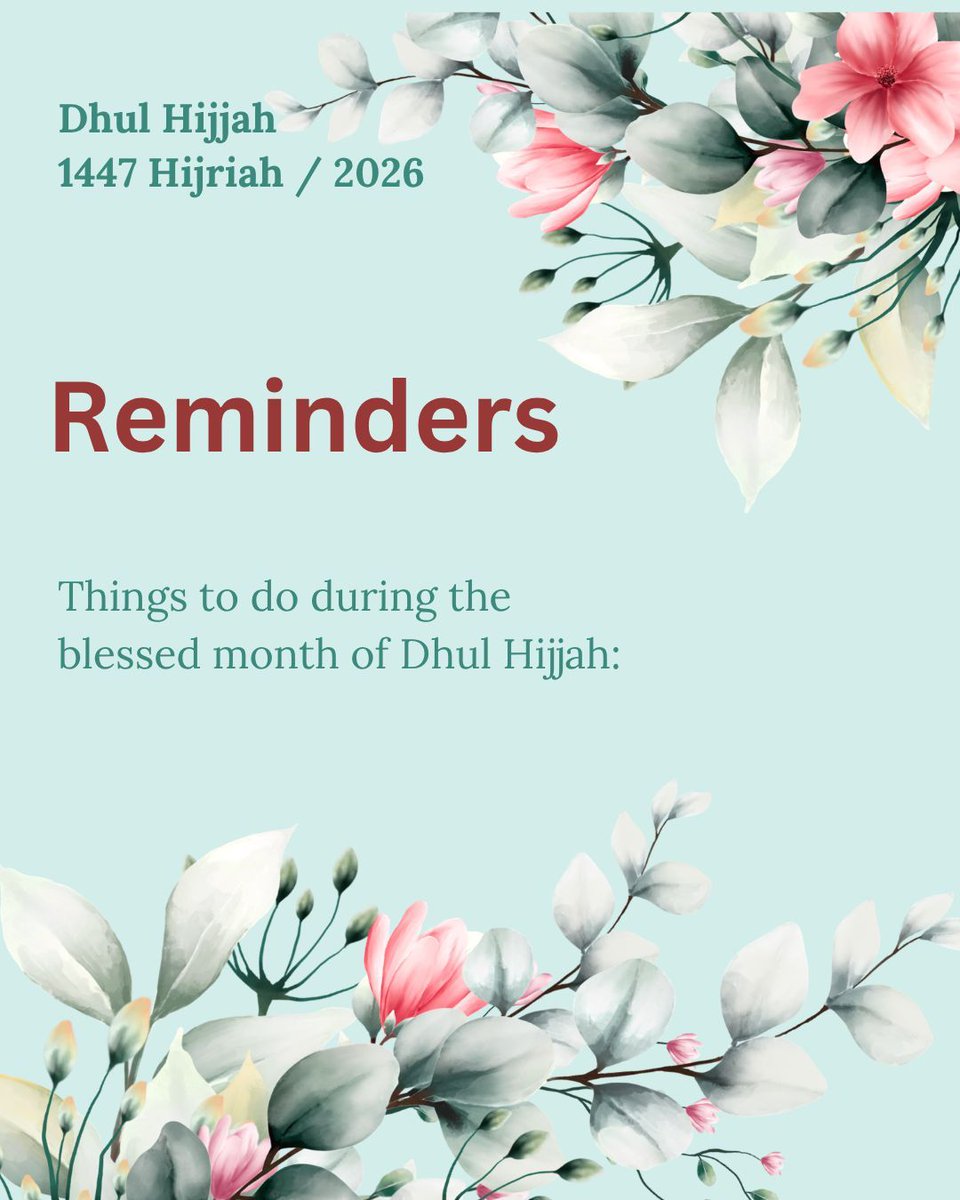 internatio67366's tweet photo. 🌙 Reminder: Make the Most of the First 10 Days of Dhul Hijjah 🌙

The Prophet ﷺ said:
“There are no days in which righteous deeds are more beloved to Allah than these ten days.” (Bukhari)

#DhulHijjah #ZilHajj #FirstTenDays #DayOfArafah #EidUlAdha #Qurbani #IslamicReminder https://t.co/ZgtFZT6Xez