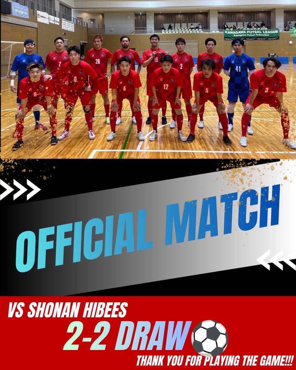 shonanfut's tweet photo. 湘南フットサルクラブ

神奈川県フットサルリーグ1部

🆚湘南ハイビースさん

結果2-2引き分け

前年度優勝チームとの試合でした！
去年敗戦しているのでリベンジに燃えていましたが残念ながらドローとなりました！
勝利することができず残念ですが負けなかったことが大事なので次節に切り替えていきます✊
応援してくださったサポーターの皆様、ありがとうございました📣
＃shonanfut 
＃湘南フットサルクラブペローダ
＃神奈川県フットサルリーグ
＃ロコスポーツ湘南
＃luzesombra