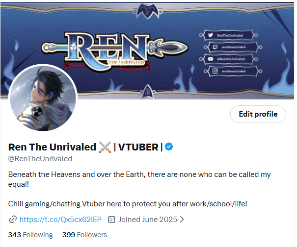 Ren The Unrivaled ⚔️ | VTUBER | tweet media