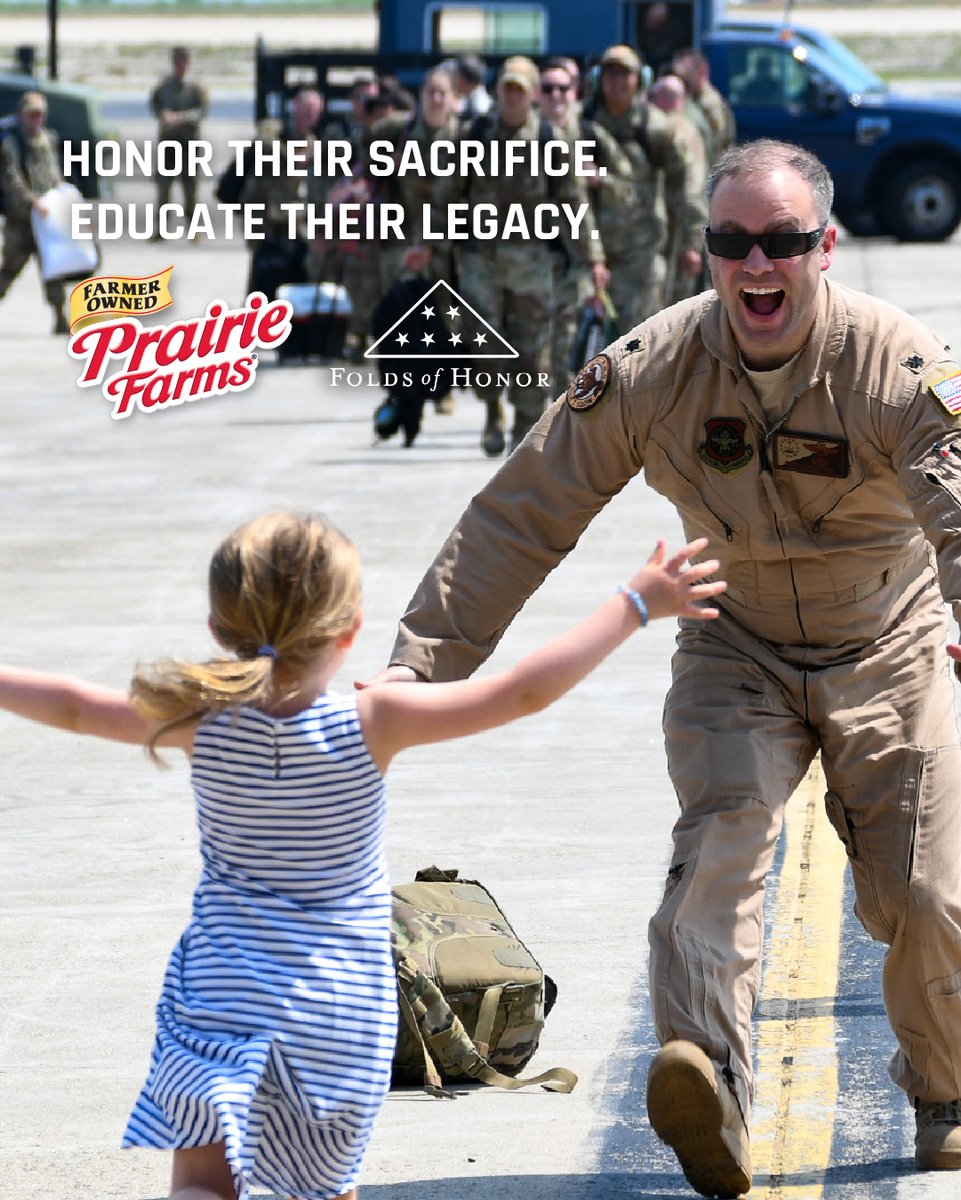 PFDairy's tweet photo. This Armed Forces Day, we recognize those who serve and the families who stand beside them. 🇺🇸 We’re proud to partner with @FoldsofHonor. Learn more 🔗 https://t.co/eyDX7Cyn23 https://t.co/47xy5zkSET