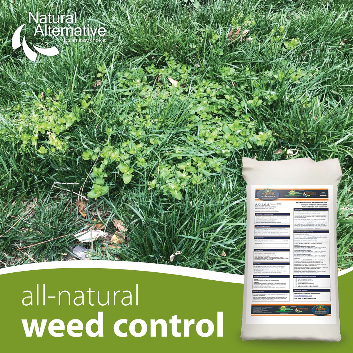 NaturalAltBrand's tweet photo. Many traditional weed killers can pose risks to kids, pets, and wildlife. Skip the harsh chemicals and choose a more natural approach with Natural Alternative® Weed Control 🌿

Start your safer lawn care routine: https://t.co/HAhL94ew5D https://t.co/A8Iz0hHbtF