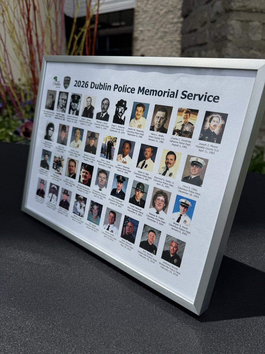 DublinPolice's tweet photo. 37 white roses. 37 lives honored. 🤍

On Peace Officers Memorial Day, we honored fallen officers from Franklin, Delaware, Union &amp; Madison counties. 💙🖤

We remember them always and thank the officers who continue to serve each day. 🇺🇸 

📸 https://t.co/Hqbo4zQNgl https://t.co/30q64azUoB