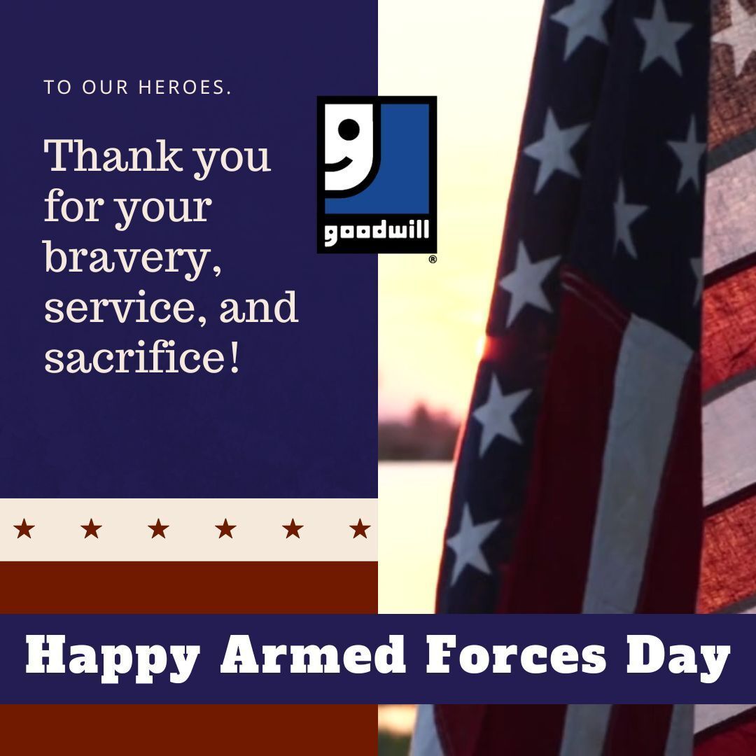 MarionGoodwill's tweet photo. Today we honor and thank the brave men and women serving in our Armed Forces.
Your dedication, sacrifice, and commitment to protecting our country inspire us every day. Thank you for your service. 💙
#ArmedForcesDay #ThankYouForYourService #GoodHappensHere https://t.co/e7ccrl9GOq