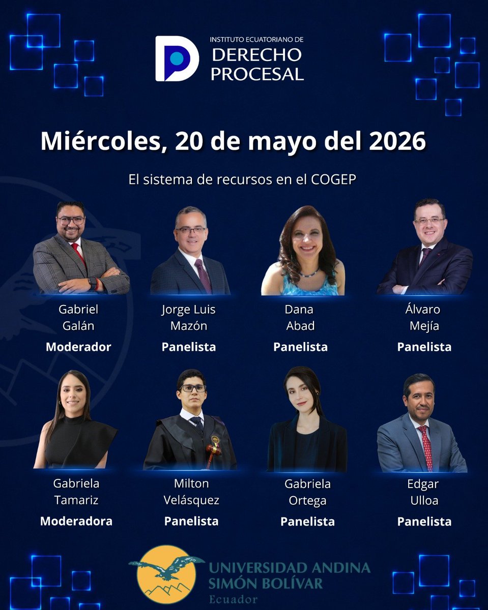 jolismazon's tweet photo. ⚫️El Instituto Ecuatoriano de Derecho Procesal 🇪🇨@procesalecuador  conmemora los 10 años de vigencia del COGEP de la forma en que nos gusta: haciendo academia.
🟠La cita es desde el próximo lunes, durante 4 tardes completas, en 4 universidades quiteñas.
🔴¡Les esperamos! https://t.co/V3YwrCAyRh