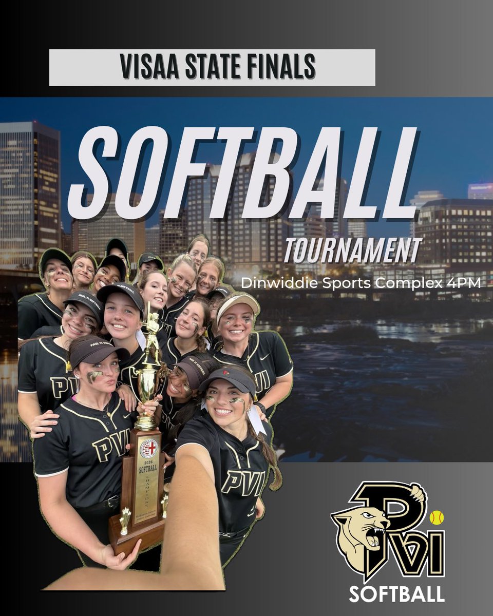 PVI_Softball's tweet photo. VISAA State Division 1 Finals - Dinwiddie Sports Complex - 4PM. #GNSL https://t.co/zSsOQkzEHN