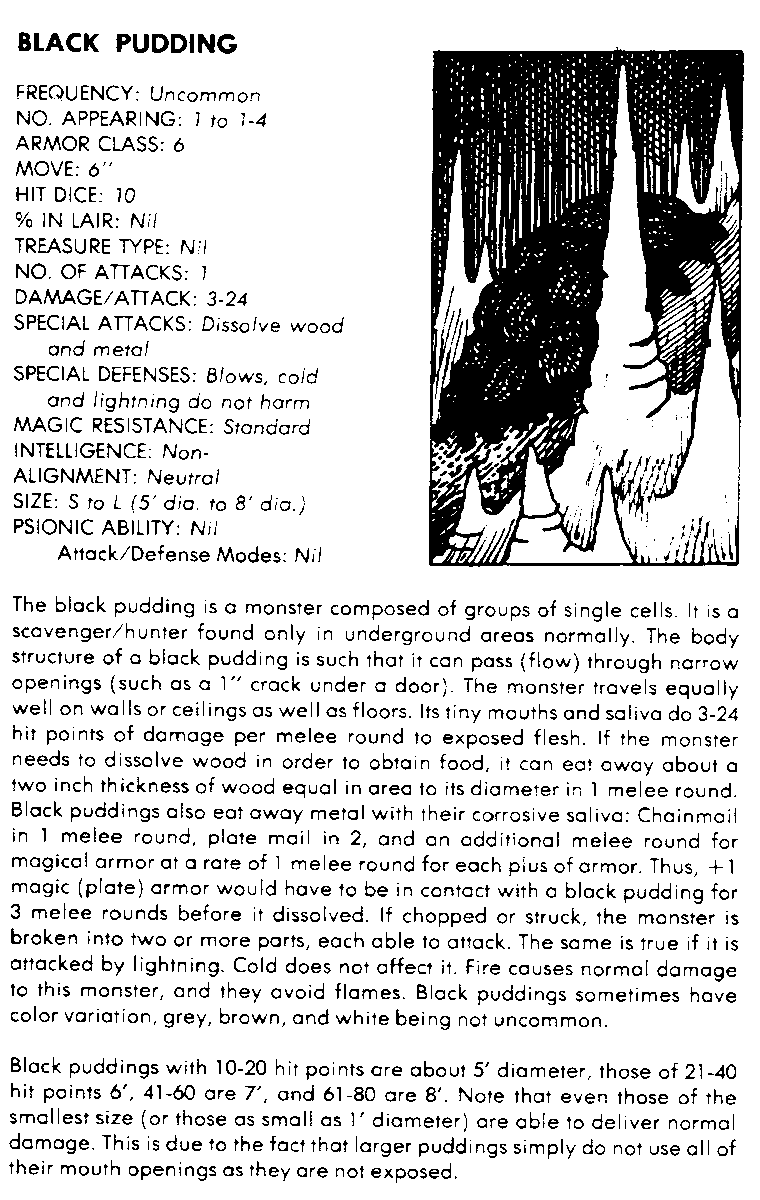 Crow_Guitarist's tweet photo. Your #1E monster of the day today is the #BlackPudding. Use it wisely, friends!
#ttrpg
#dnd
#snackhappy https://t.co/C95fBQqNP2